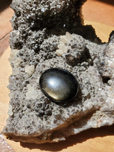 Cabochon Obsidienne Dorée