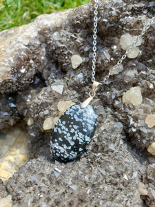 Collier Obsidienne neige