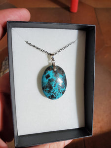 Collier Turquoise et Pyrite stabilisé