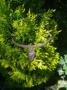 Collier macramé Coline - Amétrine brute collaboration Margarites Créa Nature